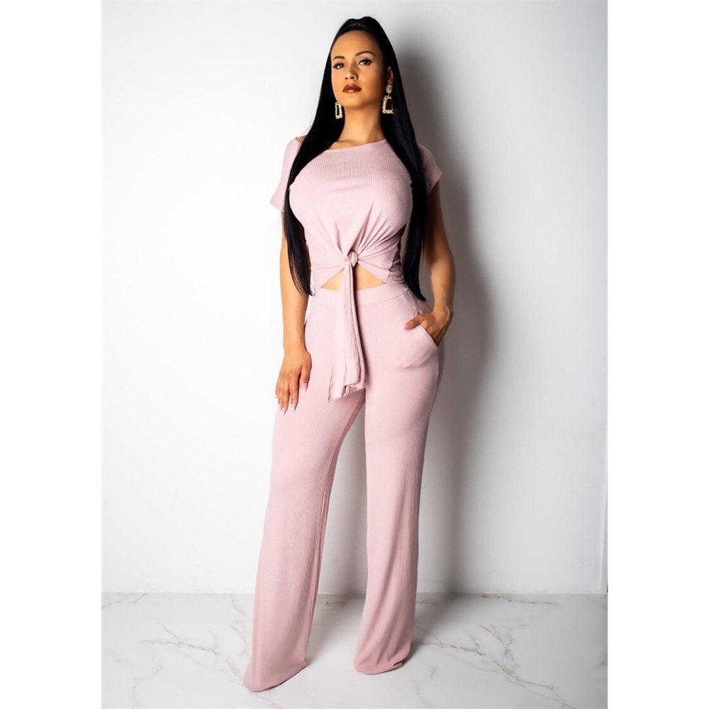 NEW! Cropped Tie Pant Set - Picture 2 of 4